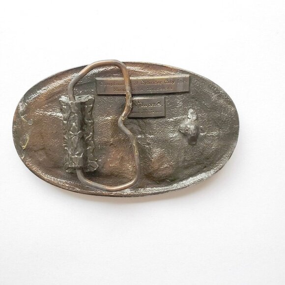 Vintage Brass Cylinder City, Industrial Factory, Steampunk, Sci-Fi Belt Buckle - Picture 4 of 5